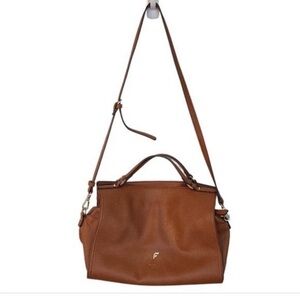 Fiorelli Brown Pebbled Satchel Top Handle Bag Zip Closure Gold Hardware